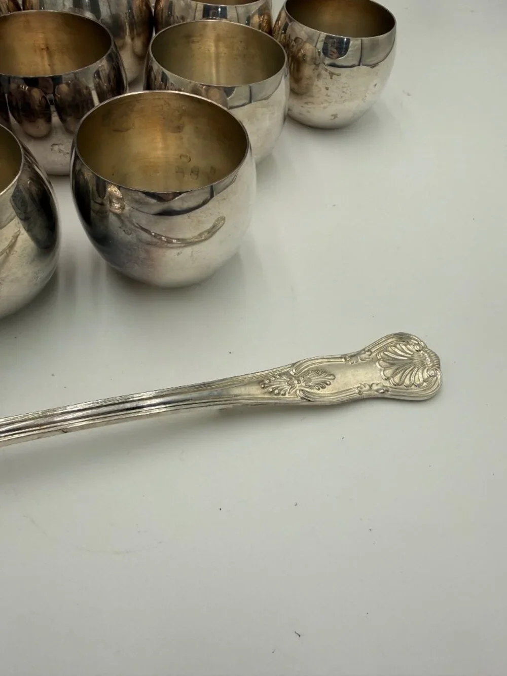 Antique Silver Plated Punch Bowl Set Matching Cups Ladle Vintage  Leonard Sheffi